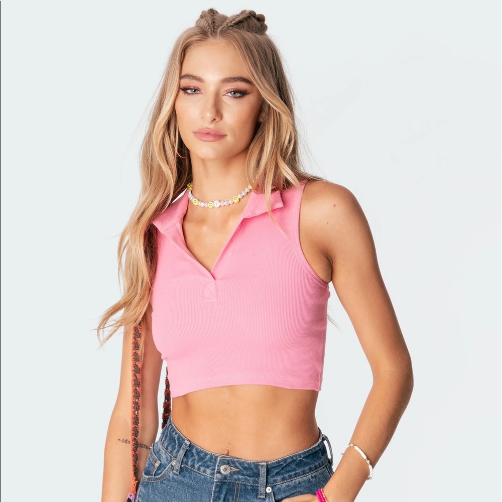 RILEY RIBBED COLLAR CROP TOP
